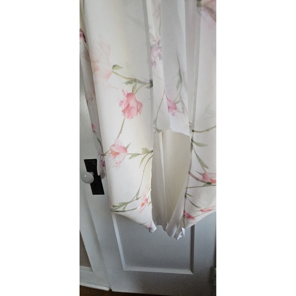 TED BAKER LONDON floral long sleeve shift lined dress ruffle neck woman Sz‎ 5 - Picture 9 of 9